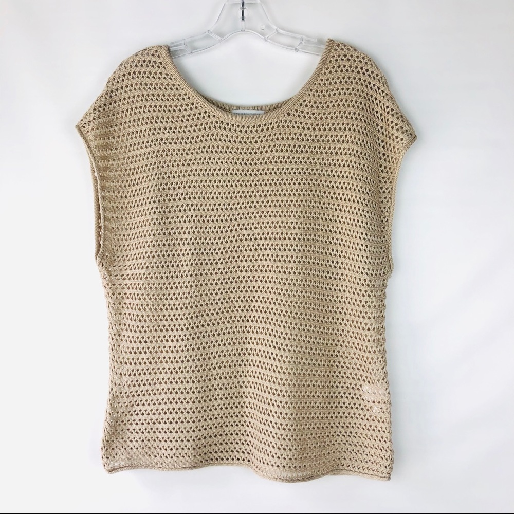 Ny&C Beige Open Knit Minimalistic Boho Tank Top - image 2